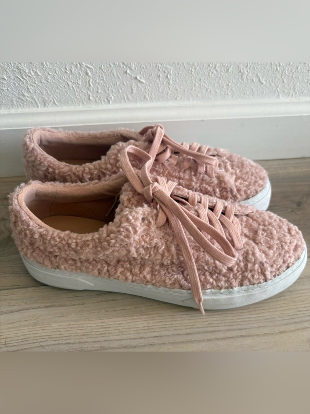 Zara Pink Sherpa Lace-Up Sneakers